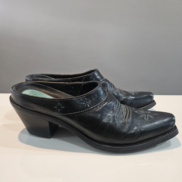 Ariat Desert Star Womens Size 7B Mules Leather Black Turquoise Western - Picture 2 of 11